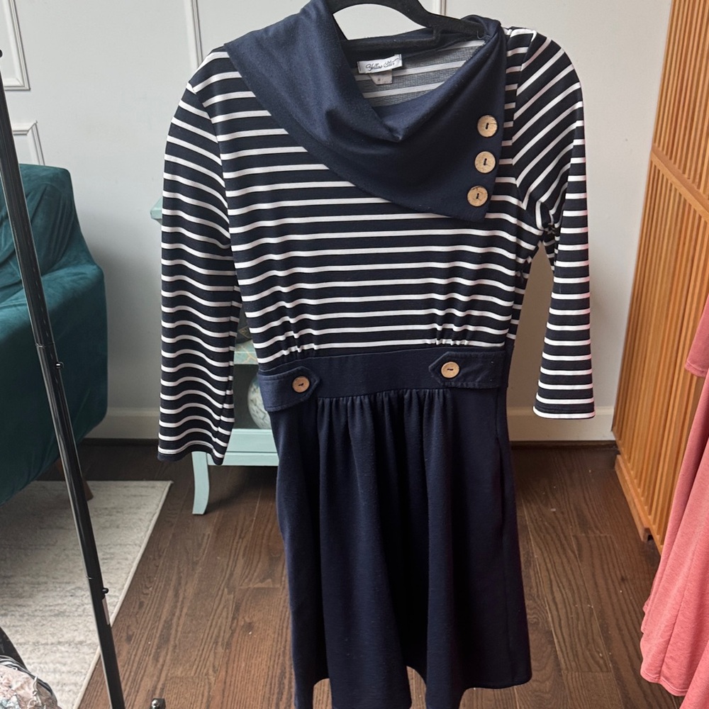 Navy Striped Dress